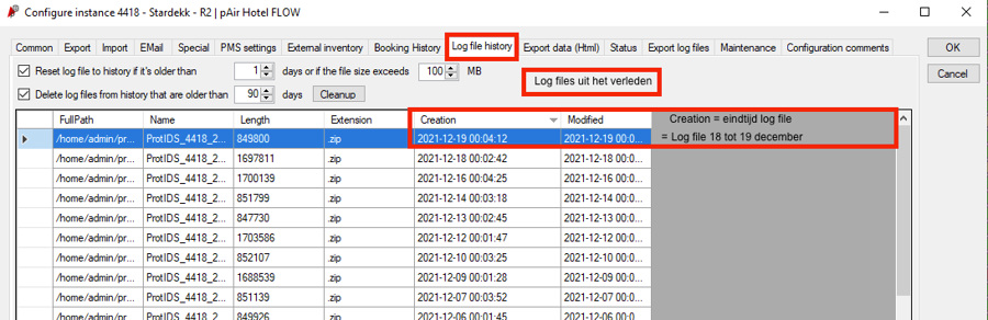 log file history