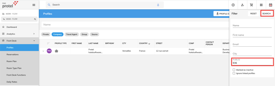 zoeken op profiel nr