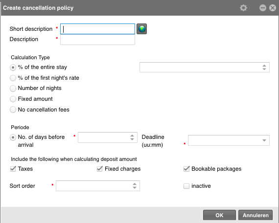 cancellation policy instellen